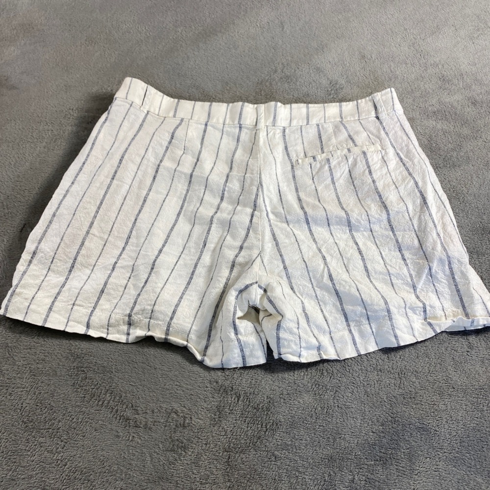 Old Navy Shorts Womens L White Navy Taylor Extra High Rise Linen Blend Striped - Picture 2 of 10
